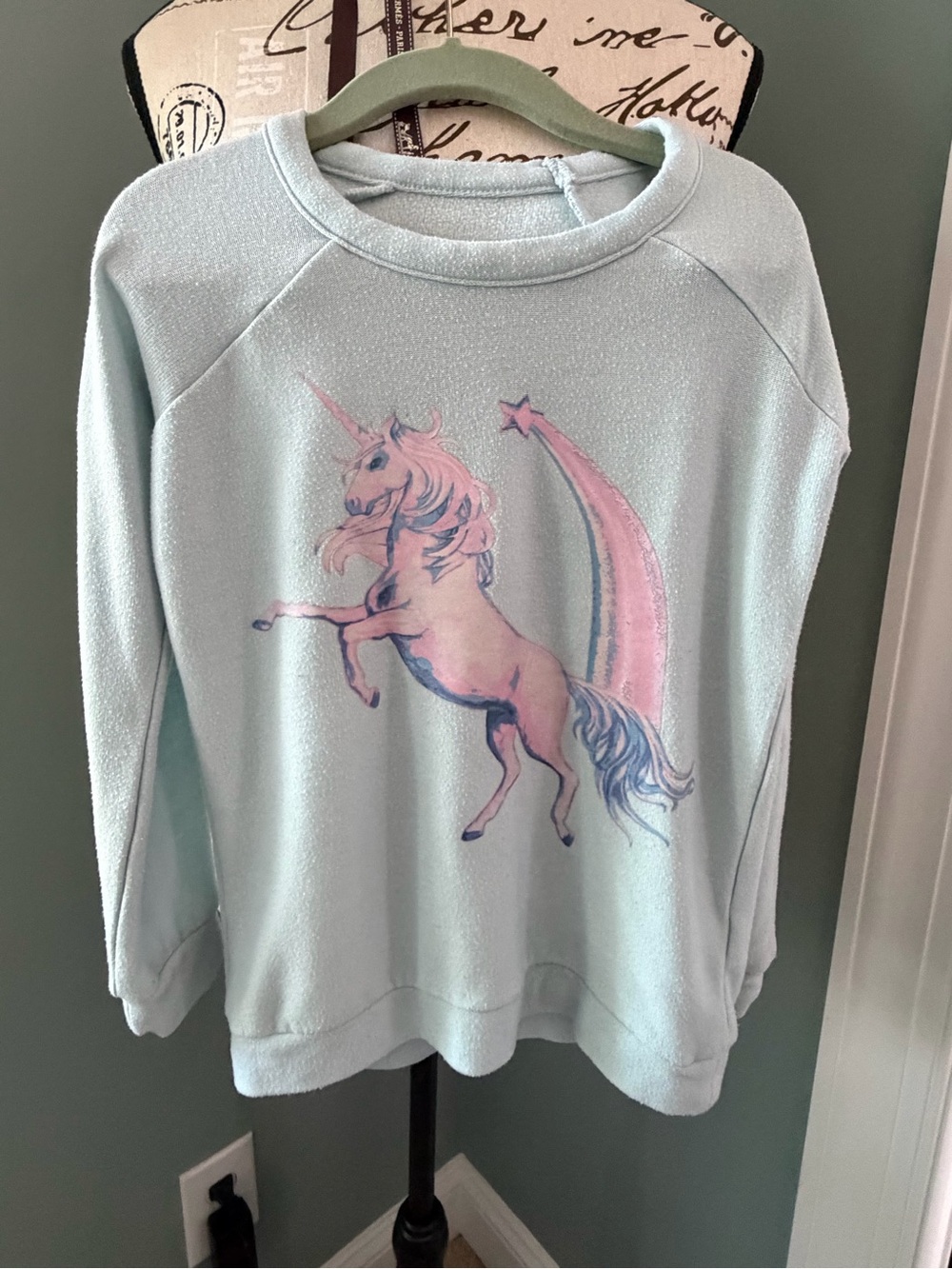 Pastel blue Chaser Unicorn Graphic Sweatshirt